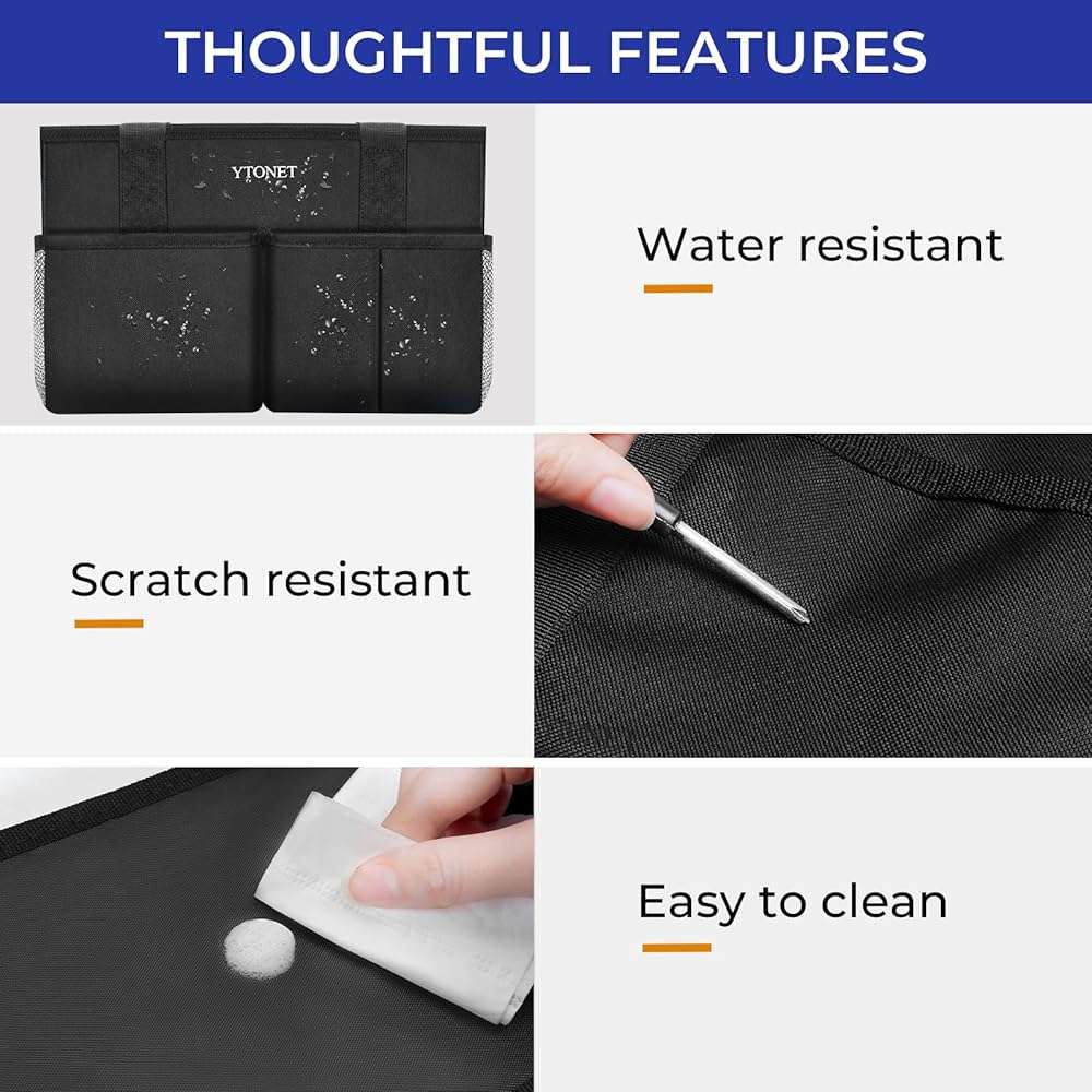 Ytonet Cleaning Caddy, Water Resistant Cleaning Supplies Organizer with Handle & Foldable Divider for Cleaners, Housekeeping Tote for Kitchen & Bathroom, Car Tool Caddy Organizer Bag, Black - Image 6