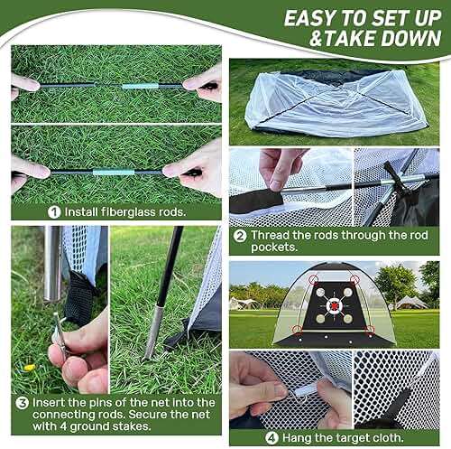 KLAODOT Golf Net with Practice Mat,Golf Hitting Aid Nets 10x7FT for Backyard Driving Chipping Training Swing with Target Mat Balls for Outdoor Indoor，Gifts for Men Dad Him and Golfer - Image 3