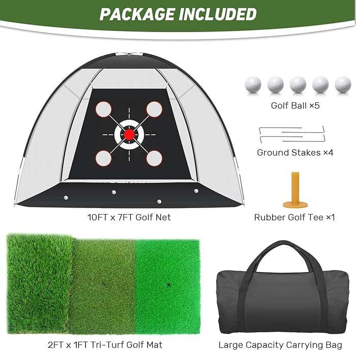 KLAODOT Golf Net with Practice Mat,Golf Hitting Aid Nets 10x7FT for Backyard Driving Chipping Training Swing with Target Mat Balls for Outdoor Indoor，Gifts for Men Dad Him and Golfer - Image 6