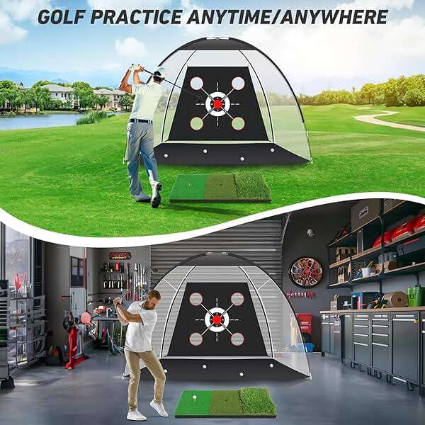 KLAODOT Golf Net with Practice Mat,Golf Hitting Aid Nets 10x7FT for Backyard Driving Chipping Training Swing with Target Mat Balls for Outdoor Indoor，Gifts for Men Dad Him and Golfer - Image 7