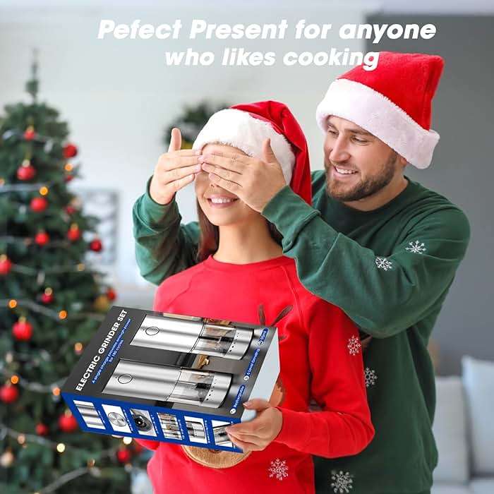 HomeHacks Upgraded Larger Capacity Electric Salt and Pepper Grinder Set, Rechargeable Type-C with LED Light, Stainless Steel Automatic & 6 Adjustable Coarseness, Ideal as Mothers Day Gifts - Image 7