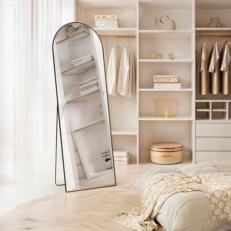 Arched Mirror Full Length, 16"x59" Body Wall Mirrors with Shatter-Proof Glass, Floor Standing, Hanging or Leaning, Tall Arch Mirror with Stand Aluminum Alloy Frame for Bedroom Cloakroom - Image 3