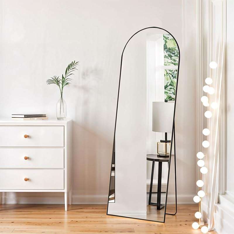 Arched Mirror Full Length, 16"x59" Body Wall Mirrors with Shatter-Proof Glass, Floor Standing, Hanging or Leaning, Tall Arch Mirror with Stand Aluminum Alloy Frame for Bedroom Cloakroom - Image 4
