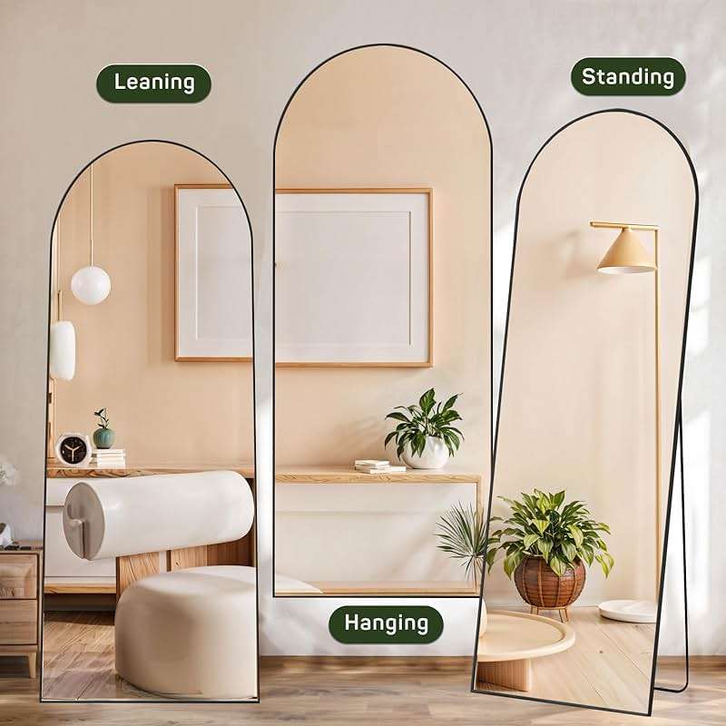 Arched Mirror Full Length, 16"x59" Body Wall Mirrors with Shatter-Proof Glass, Floor Standing, Hanging or Leaning, Tall Arch Mirror with Stand Aluminum Alloy Frame for Bedroom Cloakroom - Image 5