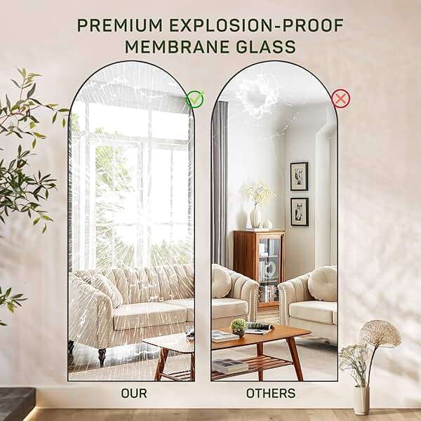 Arched Mirror Full Length, 16"x59" Body Wall Mirrors with Shatter-Proof Glass, Floor Standing, Hanging or Leaning, Tall Arch Mirror with Stand Aluminum Alloy Frame for Bedroom Cloakroom - Image 7