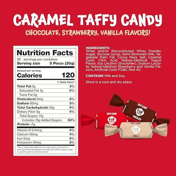 Taffy Candy - 2 Pound Bulk Pack (150 Count) - Old Fasioned Candy - Individually Wrapped Premium Assorted Caramels - Vanilla, Chocolate, Strawberry - Party Favors - Image 2