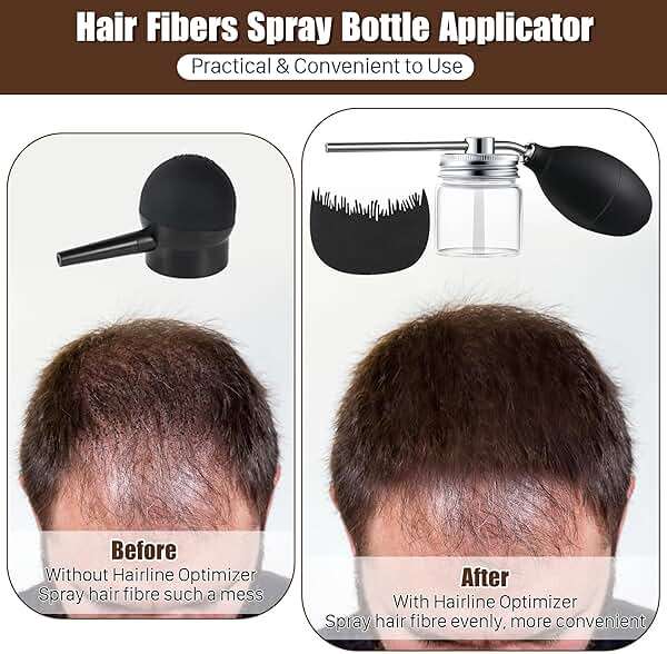 Hohean Hair Building Fiber Spray with Hairline Optimizer, Hair Fibers Spray for Hair-building, Portable Fiber Powder with Nozzle, Hairline Building Powder Accessory(Black) - Image 3