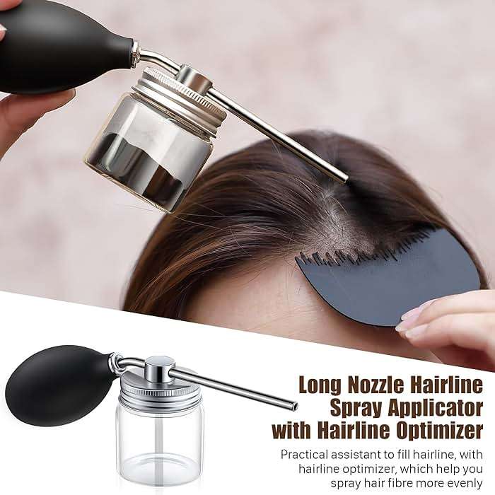 Hohean Hair Building Fiber Spray with Hairline Optimizer, Hair Fibers Spray for Hair-building, Portable Fiber Powder with Nozzle, Hairline Building Powder Accessory(Black) - Image 5