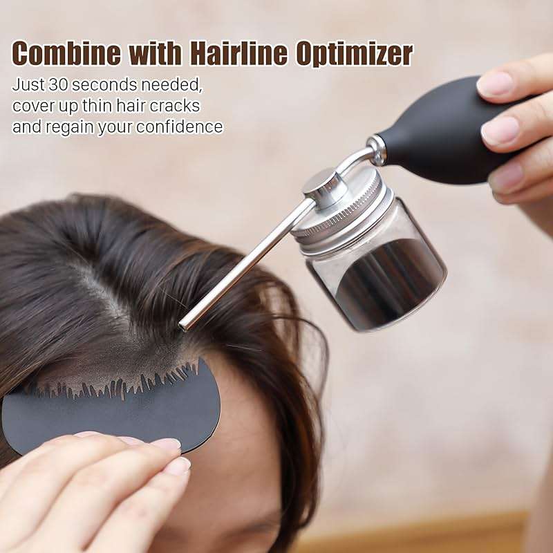 Hohean Hair Building Fiber Spray with Hairline Optimizer, Hair Fibers Spray for Hair-building, Portable Fiber Powder with Nozzle, Hairline Building Powder Accessory(Black) - Image 6