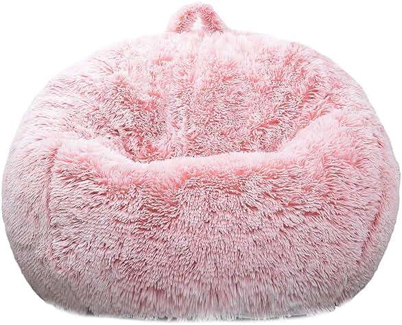 Fluffy Stuffed Animal Storage Bean Bag Chair Cover (No Filler), Faux Fur Comfy Bean Bag Cover for Organizing Plush Toys or Textile, for Adults Teens Kids Girls,Dusty Pink - Image 2