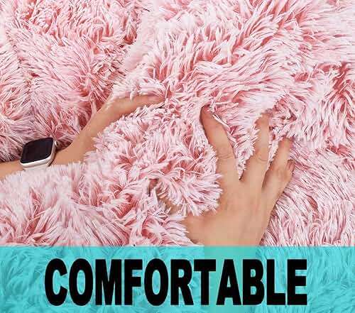 Fluffy Stuffed Animal Storage Bean Bag Chair Cover (No Filler), Faux Fur Comfy Bean Bag Cover for Organizing Plush Toys or Textile, for Adults Teens Kids Girls,Dusty Pink - Image 7
