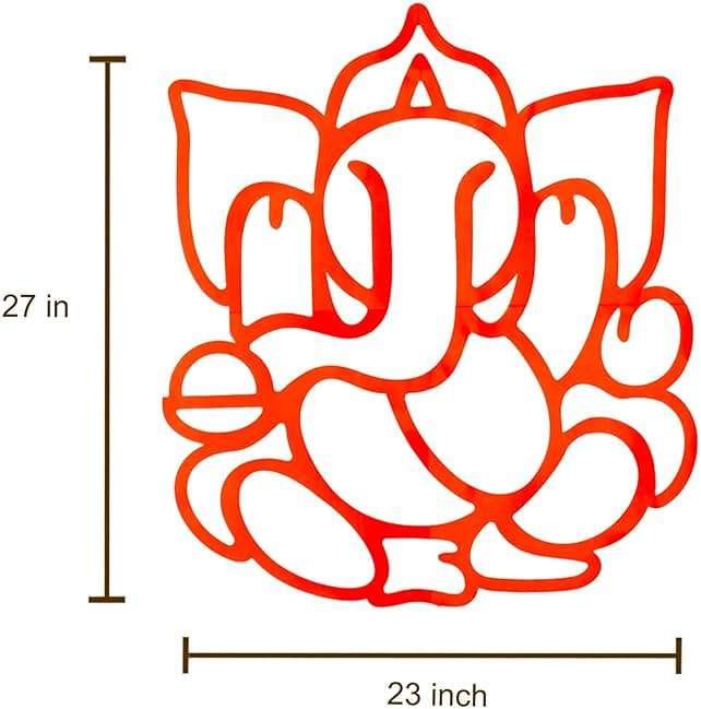 Desi Favors Red Huge Lord Ganesh Cutouts | Indian DIY Backdrop Decorations | Ganapati Pooja Backdrop Decoration | Indian Goodes Cultures Events | Traditional Cutout | 27x23 inch (Pack of 2) - Image 3
