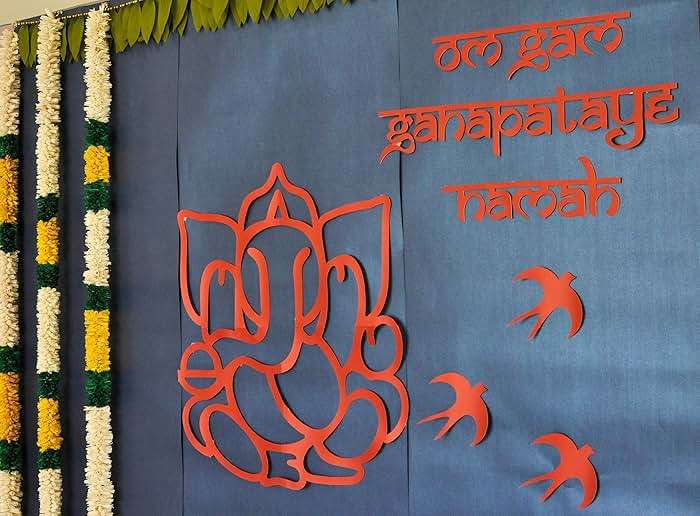 Desi Favors Red Huge Lord Ganesh Cutouts | Indian DIY Backdrop Decorations | Ganapati Pooja Backdrop Decoration | Indian Goodes Cultures Events | Traditional Cutout | 27x23 inch (Pack of 2) - Image 5