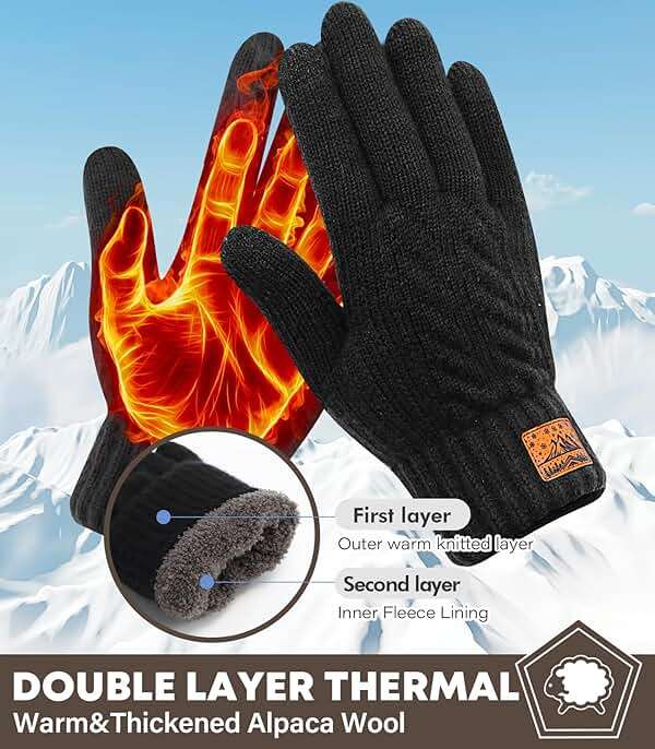 CHENMEI Winter Gloves for Men Women-Warm TouchScreen Cold Weather Gloves,Wool Knit Thermal Adults Gloves for Driving Texting - Image 2