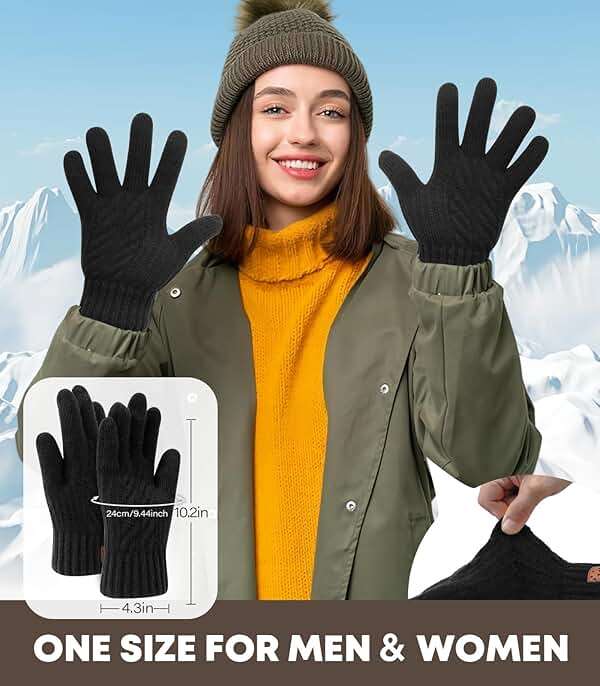 CHENMEI Winter Gloves for Men Women-Warm TouchScreen Cold Weather Gloves,Wool Knit Thermal Adults Gloves for Driving Texting - Image 5