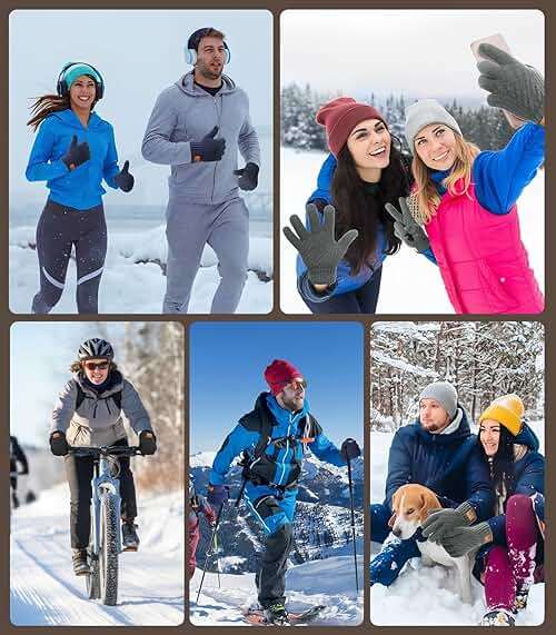 CHENMEI Winter Gloves for Men Women-Warm TouchScreen Cold Weather Gloves,Wool Knit Thermal Adults Gloves for Driving Texting - Image 6