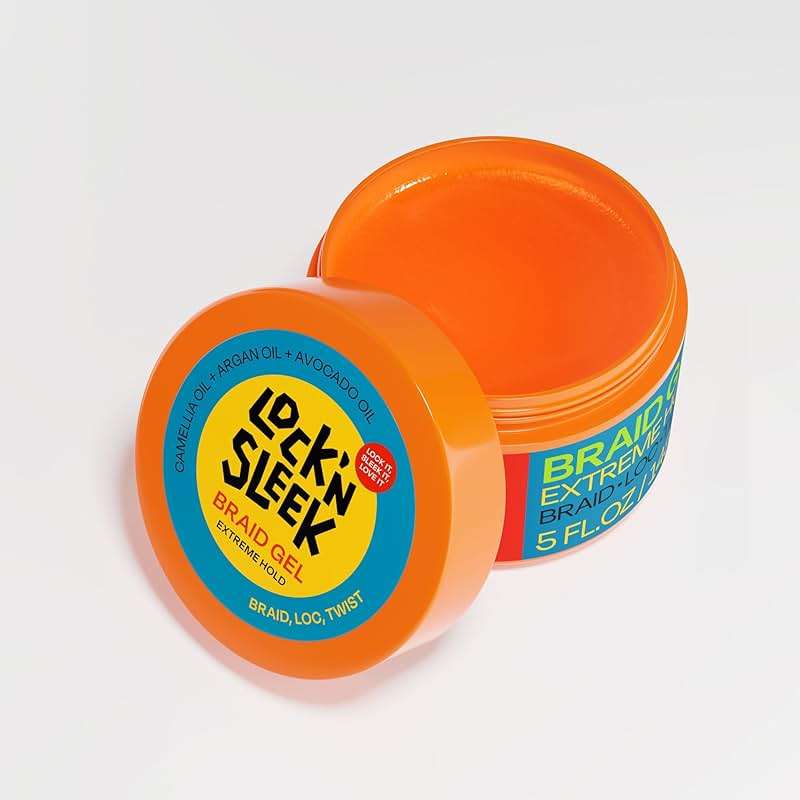 LOCK'N SLEEK Braid Gel (5 oz), Extreme Hold, Flake-Free, High Shine Edge Control - Argan, Camellia, Avocado Oil - For Locks, Braids, Twists, Cornrows - Image 2