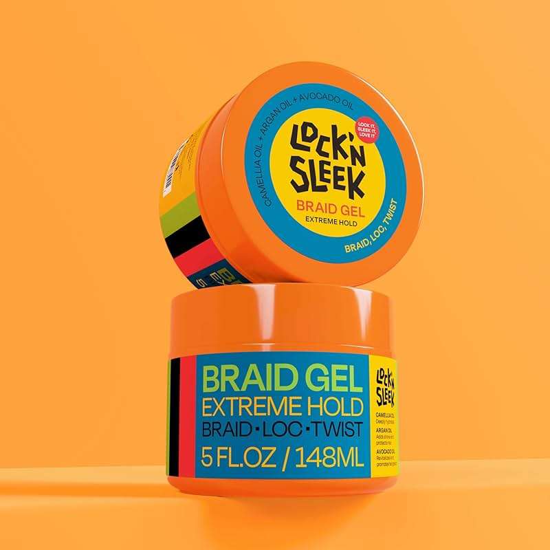 LOCK'N SLEEK Braid Gel (5 oz), Extreme Hold, Flake-Free, High Shine Edge Control - Argan, Camellia, Avocado Oil - For Locks, Braids, Twists, Cornrows - Image 4