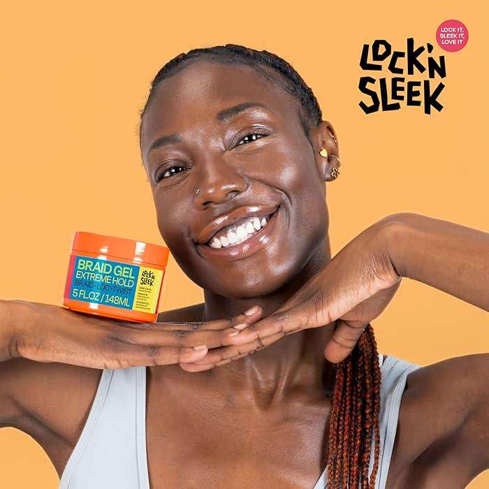 LOCK'N SLEEK Braid Gel (5 oz), Extreme Hold, Flake-Free, High Shine Edge Control - Argan, Camellia, Avocado Oil - For Locks, Braids, Twists, Cornrows - Image 8
