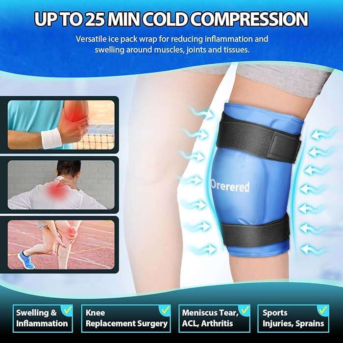 Ice Packs for Injuries Reusable, Knee Gel Ice Pack Wrap Pain Relief for Knee Replacement Surgery, Swelling, Meniscus Tear, ACL, Sports Injuries, Bruises and Arthritis, Elbow Ice Pack Blue - Image 2