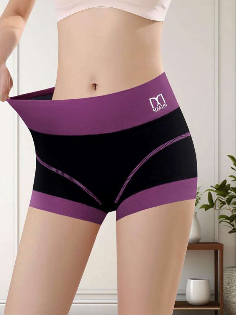 QUASTI Boy Shorts Underwear for Women - High Waisted Cotton Boxers Briefs Sleep Stretch Panties 4 Pack - Image 2