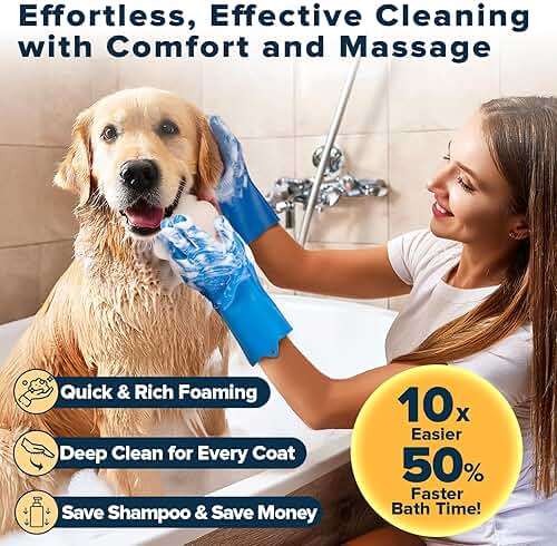 Augwind 6PCS Pet Grooming Kit for Dogs, Cats and Horses | Dog Washing Gloves | Cleanroom Gloves | Dog Bath Brush | Dog Bath Gloves | Dog Shampoo Brush | Dog Bath Supplies (Navy Blue) - Image 2