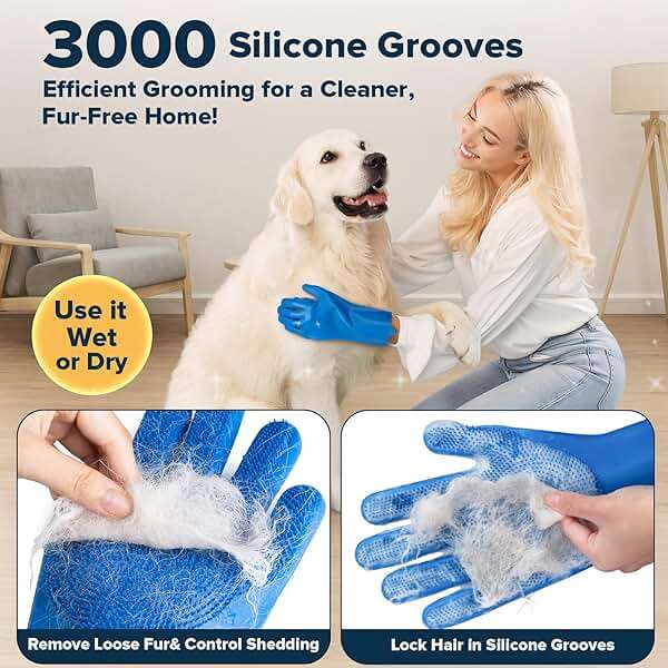 Augwind 6PCS Pet Grooming Kit for Dogs, Cats and Horses | Dog Washing Gloves | Cleanroom Gloves | Dog Bath Brush | Dog Bath Gloves | Dog Shampoo Brush | Dog Bath Supplies (Navy Blue) - Image 3