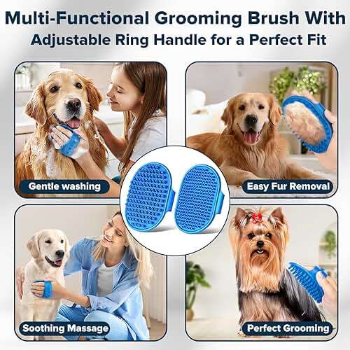 Augwind 6PCS Pet Grooming Kit for Dogs, Cats and Horses | Dog Washing Gloves | Cleanroom Gloves | Dog Bath Brush | Dog Bath Gloves | Dog Shampoo Brush | Dog Bath Supplies (Navy Blue) - Image 5