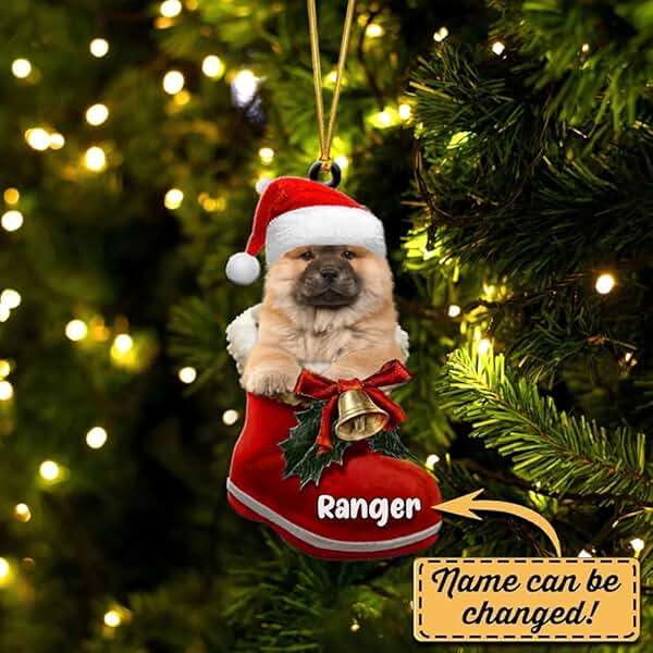 Personalized Chow Chow Dog in Santa Boot - Christmas Ornament, Flat 2D, Dog Lovers Gift Idea, Xmas Decor, Birthday, Holiday - Image 3