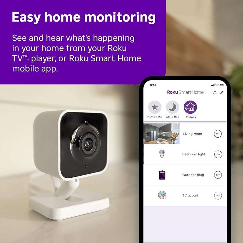 Roku Indoor Camera - Home Security - 2-Pack - Wired Security Camera & Pet Monitor with 1080p HD Color Night Vision, Works with Alexa & Google, Motion & Sound Detection, WDR & WiFi 6 - Image 2