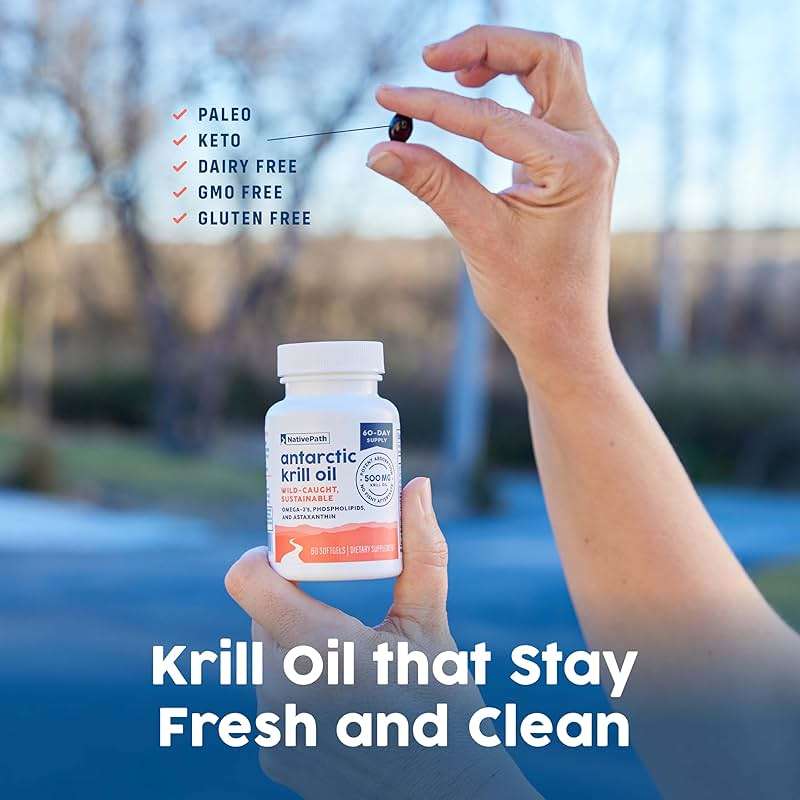 NativePath Antarctic Krill Oil - Wild-Caught Omega 3 Krill Oil 500mg Softgels with EPA, DHA and Astaxanthin - Supplement for Joint, Heart, Brain and Immunity - 60 ct - No Fishy Aftertaste - Image 8