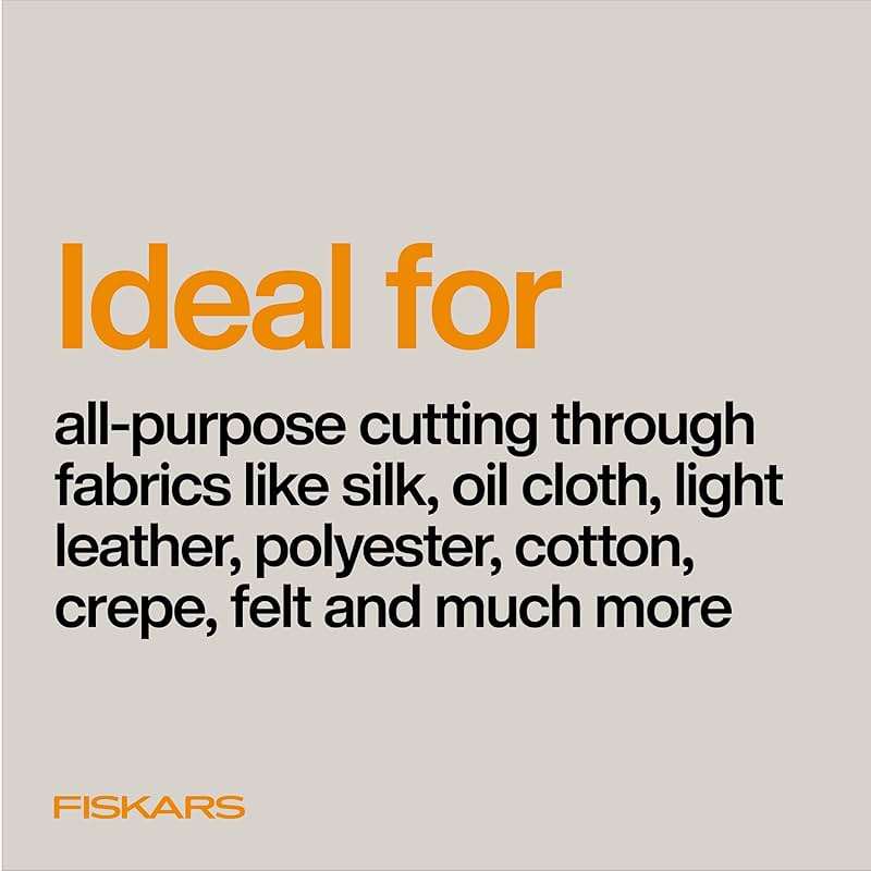 Fiskars RazorEdge Fabric Scissors, Heavy Duty Fabric Shears, Ultra-Sharp Stainless Steel Blades & SoftGrip Ergonomic Handle, 8”, White/Orange - Image 7