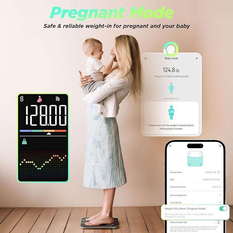 RunStar Scale for Body Weight, Smart Scale with 8-in-1 VA Display, High Precision Bathroom Digital Scale for Body Weight Heart Rate BMI Body Fat 22 Body Composition Sync APP, FSA&HSA Eligible - Image 7