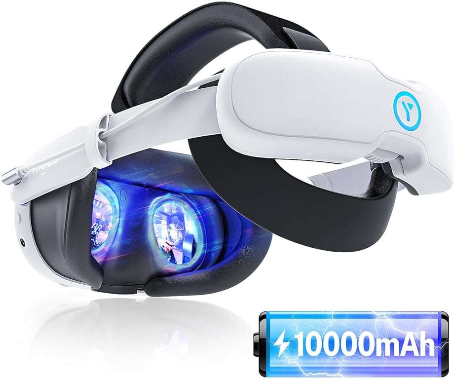 YOGES 10000mAh Battery Head Strap Compatible with Meta Quest 3S & Quest 3, Detachable Magnetic Battery, Rechargeable Headstrap to Extend Playtime for VR Headset Compatible with Meta Quest 3S - Image 1