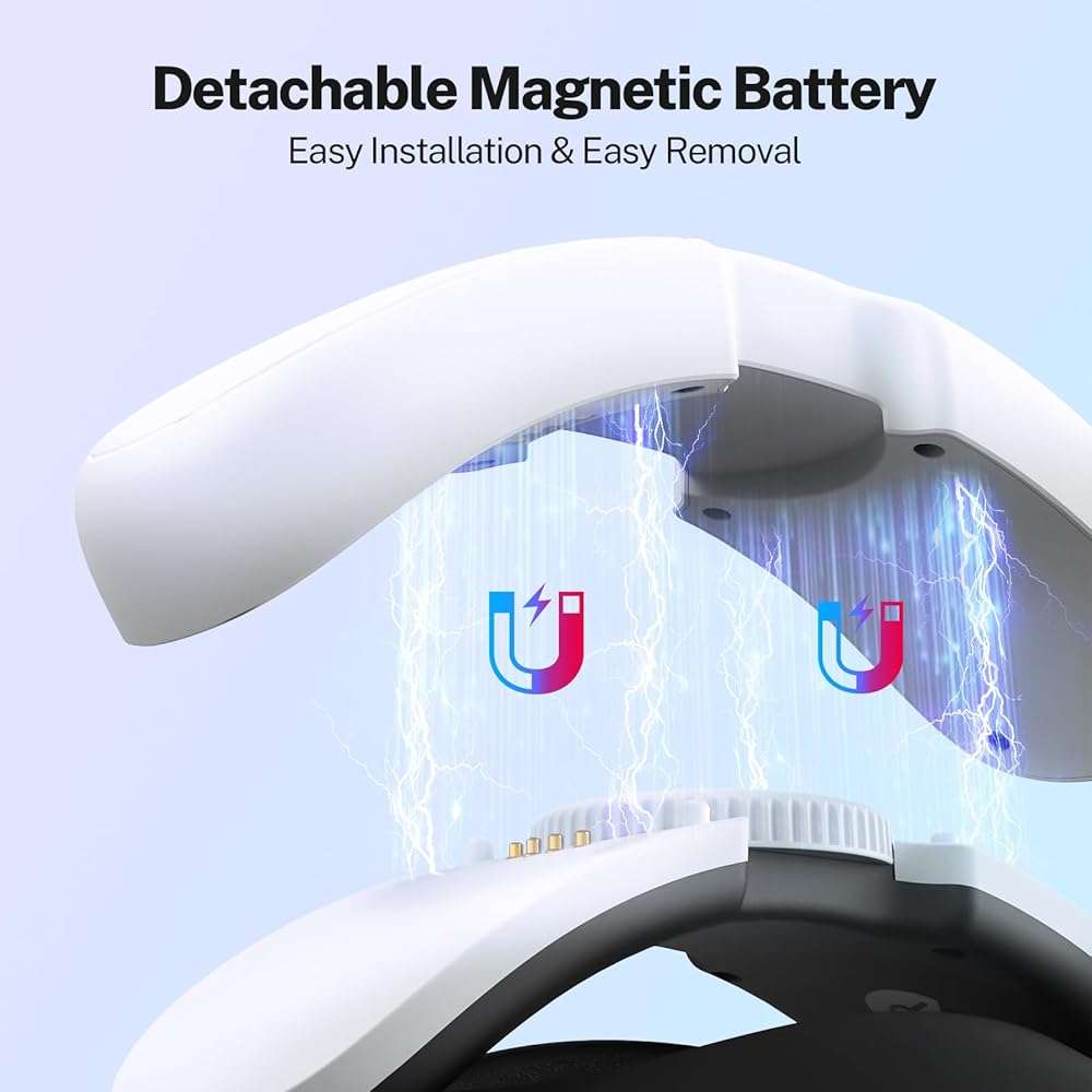 YOGES 10000mAh Battery Head Strap Compatible with Meta Quest 3S & Quest 3, Detachable Magnetic Battery, Rechargeable Headstrap to Extend Playtime for VR Headset Compatible with Meta Quest 3S - Image 3