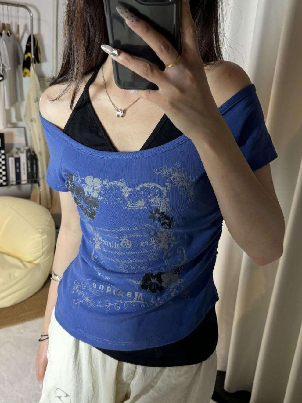 Baby Tee Y2k Women Grunge Top Emo 2000s Vintage Fake Two Piece Short Sleeve T Shirt Crop Tops Teens - Image 3