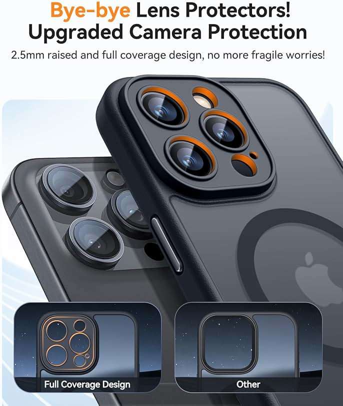 CANSHN Magnetic Compatible with iPhone 13 Pro Max Case, Upgraded [Full Camera Protection] [Compatible with Magsafe] [Translucent Matte] Shockproof Protective Phone Case Cover 6.7 Inch - Black - Image 3
