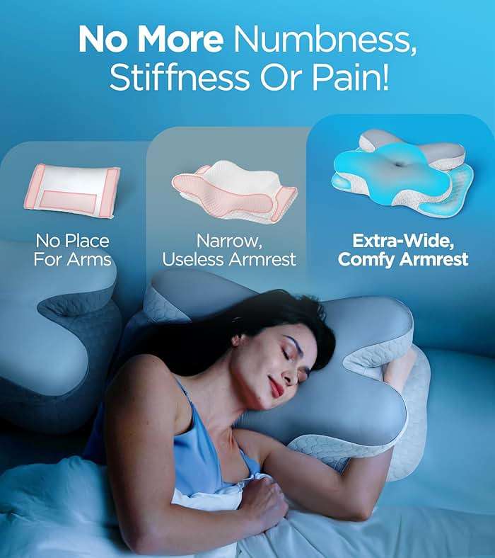 Osteo Enjoy Pain Relief Sleeping Cervical Neck Pillow, Ergonomic Contour Zoned Fits Side Sleeper, Non-Temperature Affected Memory Foam Pillows, Q-max Cooling Pillow Support Back Stomach Sleepers - Image 3