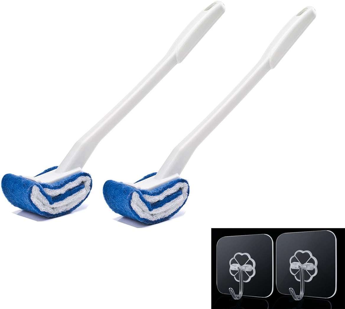 Toilet Brush Bowl Brush Bathroom Brush Under Rim Toilet Brush Scracth-Free Curved Good Grip Easy to use deep Cleaning No Scratching, Anti-Splashing Easy to Store (2pc White) - Image 6