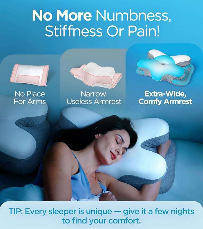 Osteo Enjoy Pain Relief Sleeping Cervical Neck Pillow, Ergonomic Contour Zoned Fits Side Sleeper, Non-Temperature Affected Memory Foam Pillows, Q-max Cooling Pillow Support Back Stomach Sleepers - Image 4