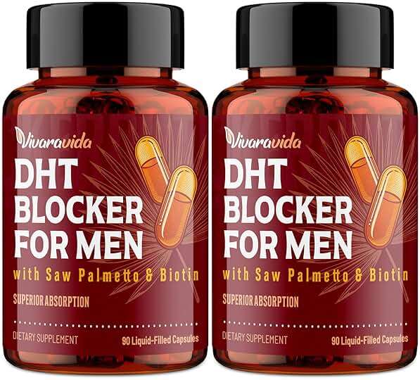DHT Blocker for Men | Hair Growth Supplement with Saw Palmetto & Biotin - Hair Growth Vitamins - Hair Regrowth - Natural Hair Loss Supplements Liquid-Filled - Proprietary Herbal Blends (180 Capsules) - Image 1