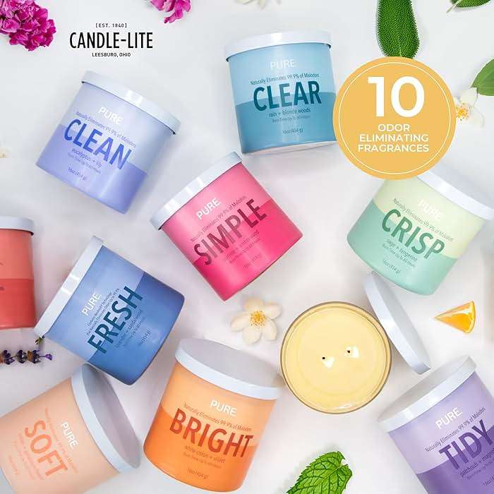 Candle-Lite Pure Citrus & Clove Leaf Odor Eliminating Scented Candles, Neofresh Technology Eliminates 99.9% of Odors, 16 oz 2-Wick Jar, Proudly Poured in The USA, Up to 60 Hours Burn Time - Image 7