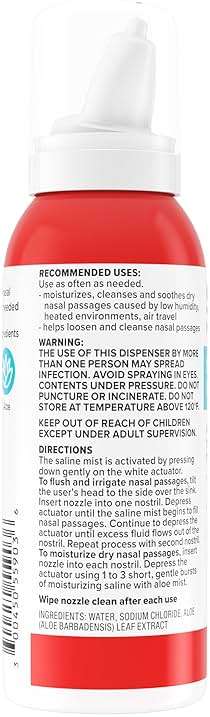 Sudafed Non-Medicated Saline Nasal Mist with Aloe, Sinus Saline Nose Spray for All Ages Quickly Flushes & Moisturizes Nasal Passages, Use Nasal Mist as Often As Needed, Drug-Free, 3 fl. oz - Image 8