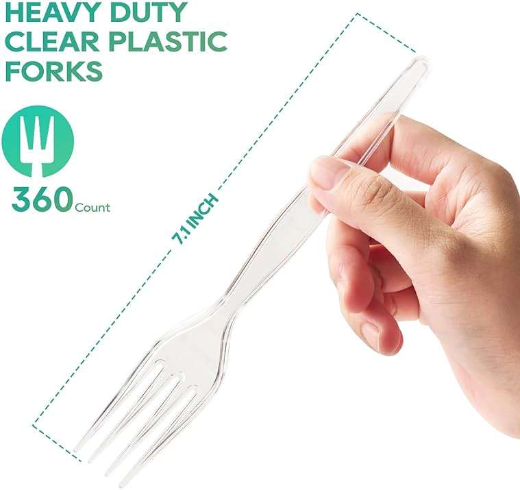 FOCUSLINE 360 Count Clear Plastic Forks Heavy Duty, Solid and Durable Premium Disposable Forks Bulk, Suitable for Catering, Parties, Events and Everyday Use - Image 3