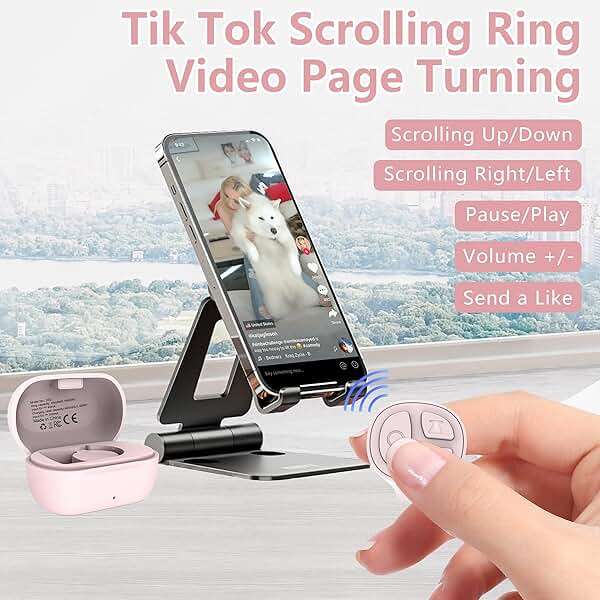 STDFORU TikTok Scrolling Ring, Bluetooth Camera Remote Control, Scrolling Ring for iPhone,TIK Tok, iPad, Android (Baby Pink) - Image 2
