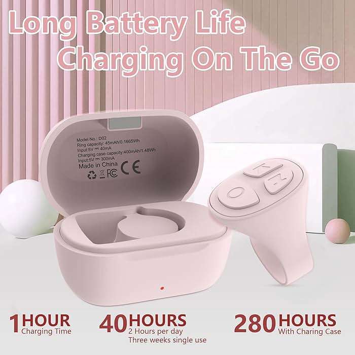 STDFORU TikTok Scrolling Ring, Bluetooth Camera Remote Control, Scrolling Ring for iPhone,TIK Tok, iPad, Android (Baby Pink) - Image 6
