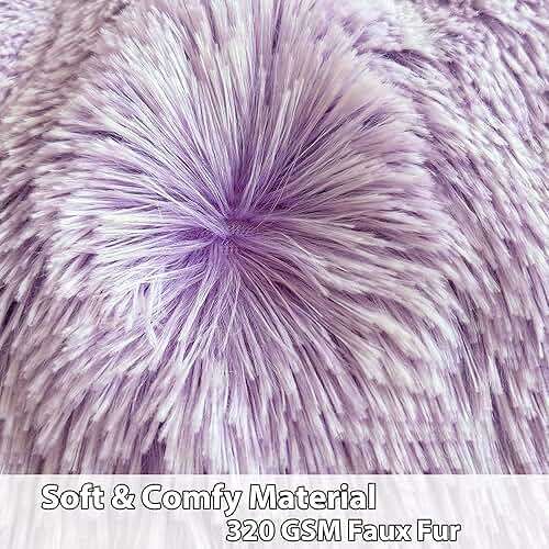 LIFEREVO Fluffy Faux Fur Bean Bag Chair Cover (No Filler), Ultra-soft Light Purple Stuffed Animal Storage Bean Bag Cover, Anti-slip Fuzzy Gaming Bean Bag Cover for for Kids Adults (Ombre Lavender) - Image 6