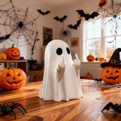 donciety Halloween Ghost Figurine Ghost Decor, Funny Ghost Statue, Cute Ghost Figurine, Ghost Statue Halloween Decoration for Gift Props Tabletop Home Decor New Year's Gifts - Image 1