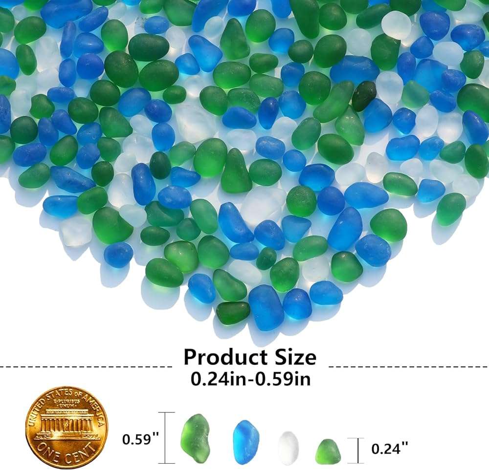 QYGL Sea Glass Stones - 2.9LB/46.4oz Green Mixed Frosted Glass Pebbles Gemstones - Perfect for Aquarium Rocks, Fish Tank Gravel, Vase Fillers, Seaglass DIY Crafts, and Home Decor - Image 5