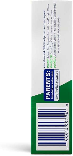 Mucinex DM 12Hr Chest Congestion & Cough Medicine for Adults, Cold and Cough Medicine for Excess Mucus Relief, 600 mg Guaifenesin & 30 mg Dextromethorphan HBr, 80 Bi-Layer Tablets - Image 9